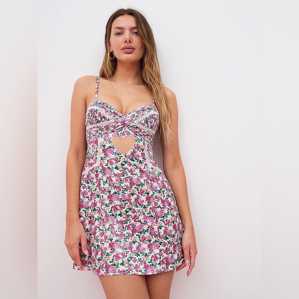For Love And Lemons Heart Bloom Slip Dress Multi-Color Floral M NEW